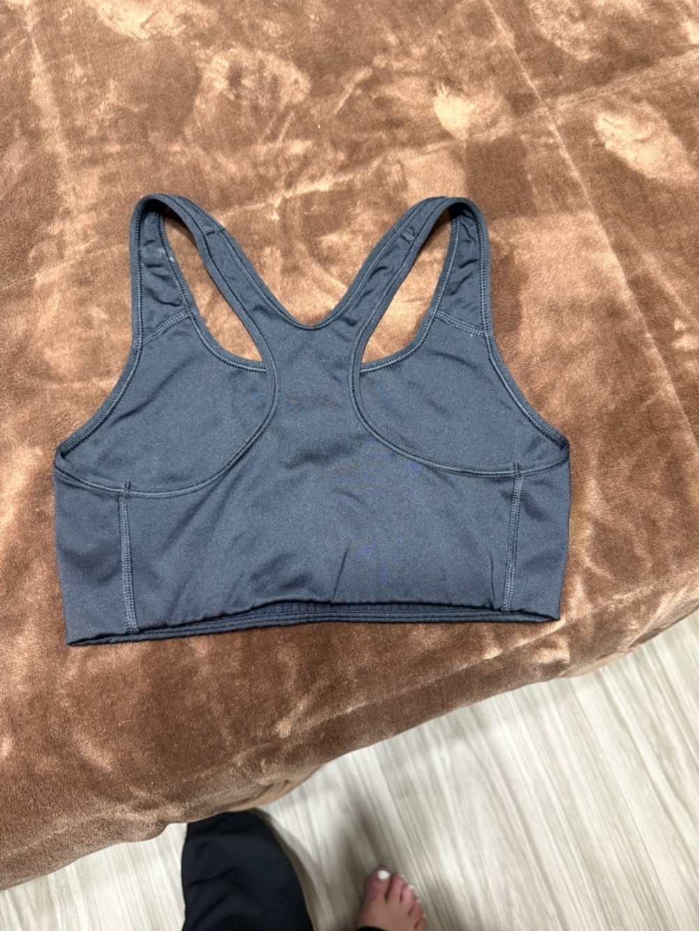 Woman’s size medium Nike Black Racerback Sports Bra with White Swoosh - Picture 5 of 11